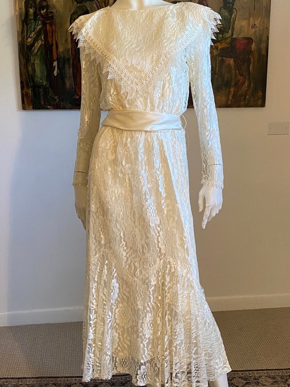70’s Victorian Edwardian Bridal Dress Party Dress… - image 2