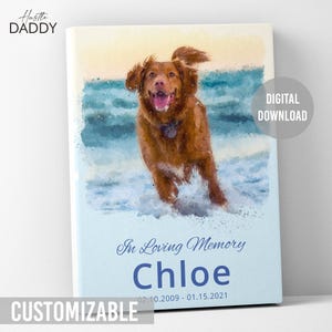 Custom Pet Memorial Printable | Watercolor Pet Portrait | Pet Loss Gift | Digital Download | Personalized Pet Tribute | Dog Cat Memorial Art