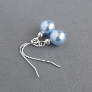 Simple Pale Blue Pearl Drop Earrings - Light Blue Bridesmaids Gifts - Everyday Powder Blue Jewellery - Baby Blue Mother of the Bride/Groom