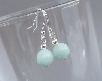 Simple Mint Green Drop Earrings - Aqua Bridesmaids Gifts - Greyed Jade Jewellery for Everyday -  Duck Egg Blue Mother of the Bride/Groom