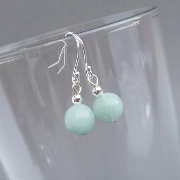 Simple Mint Green Drop Earrings - Aqua Bridesmaids Gifts - Greyed Jade Jewellery for Everyday -  Duck Egg Blue Mother of the Bride/Groom