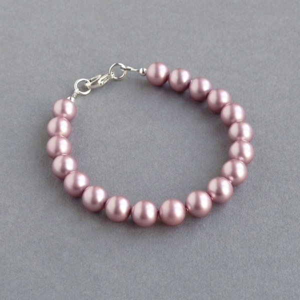Dusky Pink Pearl Bracelet - Dusty Rose Bridesmaids Gifts - Blush Pink Mother of the Bride / Groom Jewellery for Wedding - Powder Pink Pearls