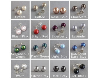 8mm Glasperlen Ohrstecker - Wählen Sie Ihre Farbe Faux Perle Ohrstecker für Frauen - Farbigen Brautschmuck - Hochzeit/Brautjungfern Geschenke