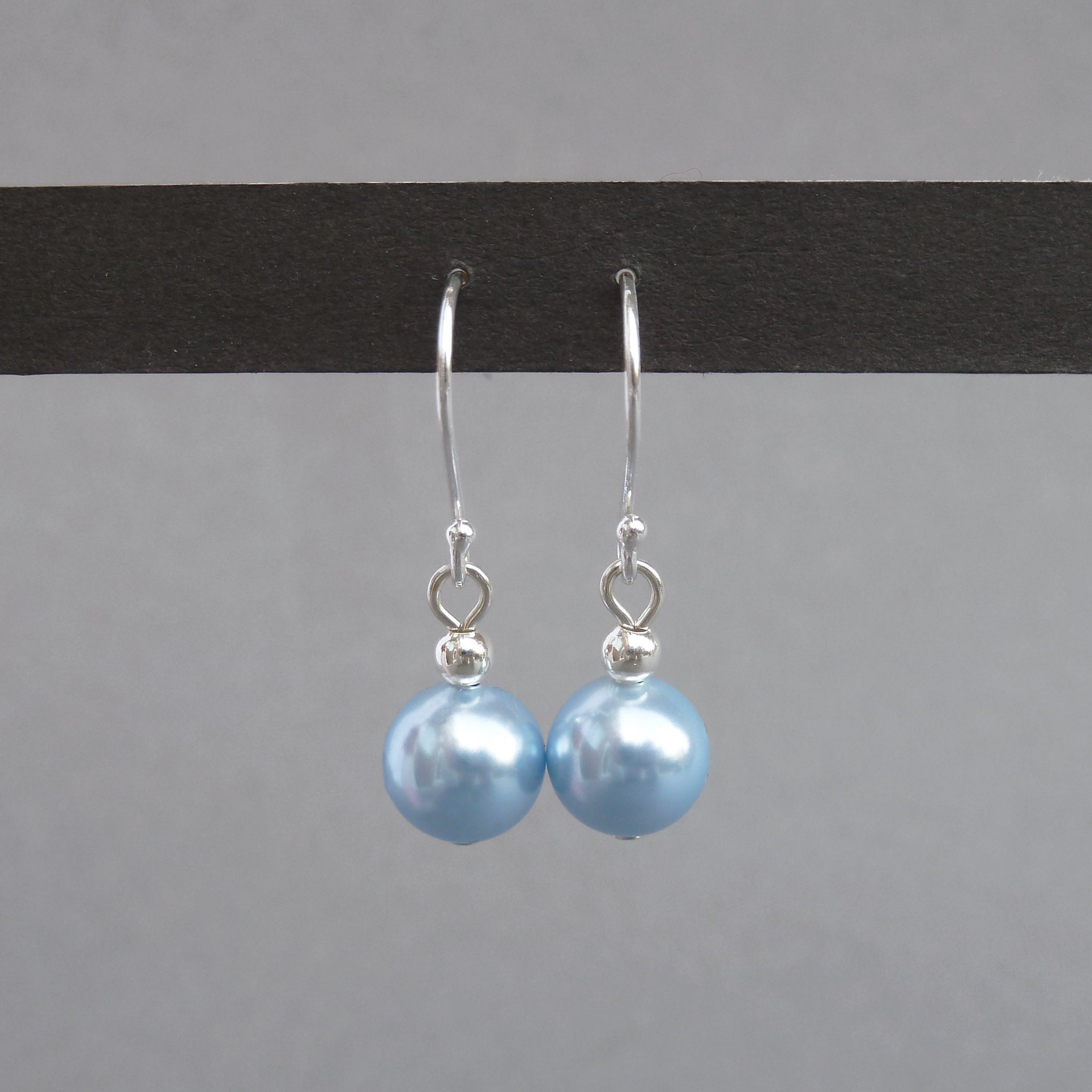 Simple Pale Blue Pearl Drop Earrings Light Blue Bridesmaids Etsy New