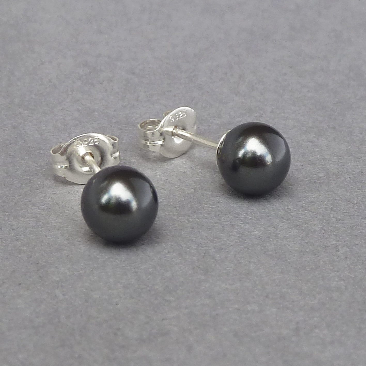 6mm Dark Grey Pearl Stud Earrings Black Swarovski Pearl Studs Charcoal Grey Everyday Jewellery for Women Dark Gray Pearl Gifts for Her Etsy
