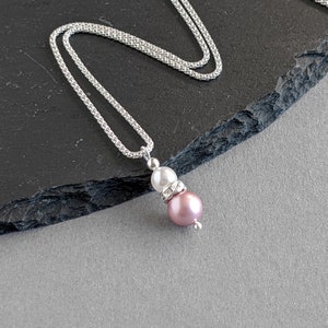 Dusky Pink Perlen Tropfen Halskette - Blass Rosa Anhänger Halsketten - Powder Rose Brautjungfer Schmuck - Dusty Pink Braut / Hochzeit Party Zubehör