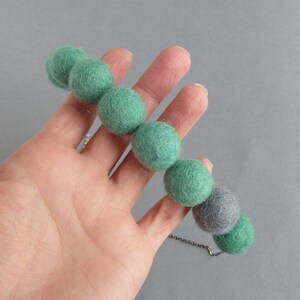 Jade Green Felt Necklace Teal Chunky Felted Necklace Sea Green Ball Jewelry Seafoam / Viridian Everyday Statement Necklaces image 4