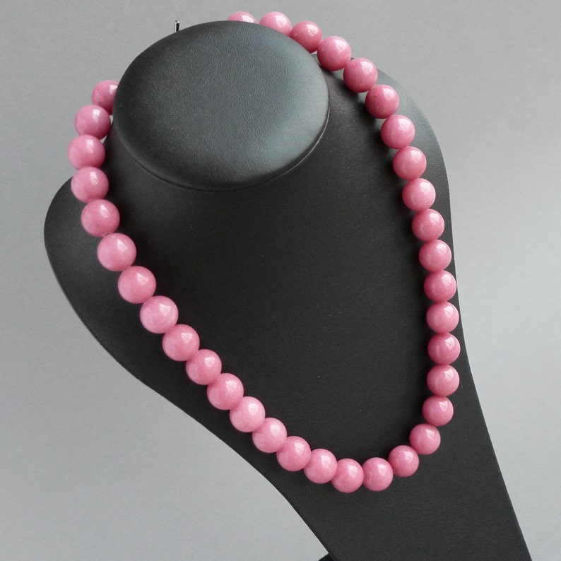 Chunky Dusky Pink Necklace Powder Rose Bead Necklace Soft Etsy