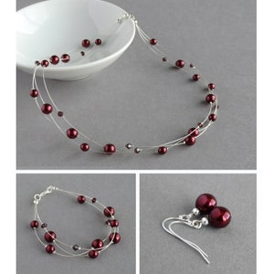 Burgundy floating pearls sale
