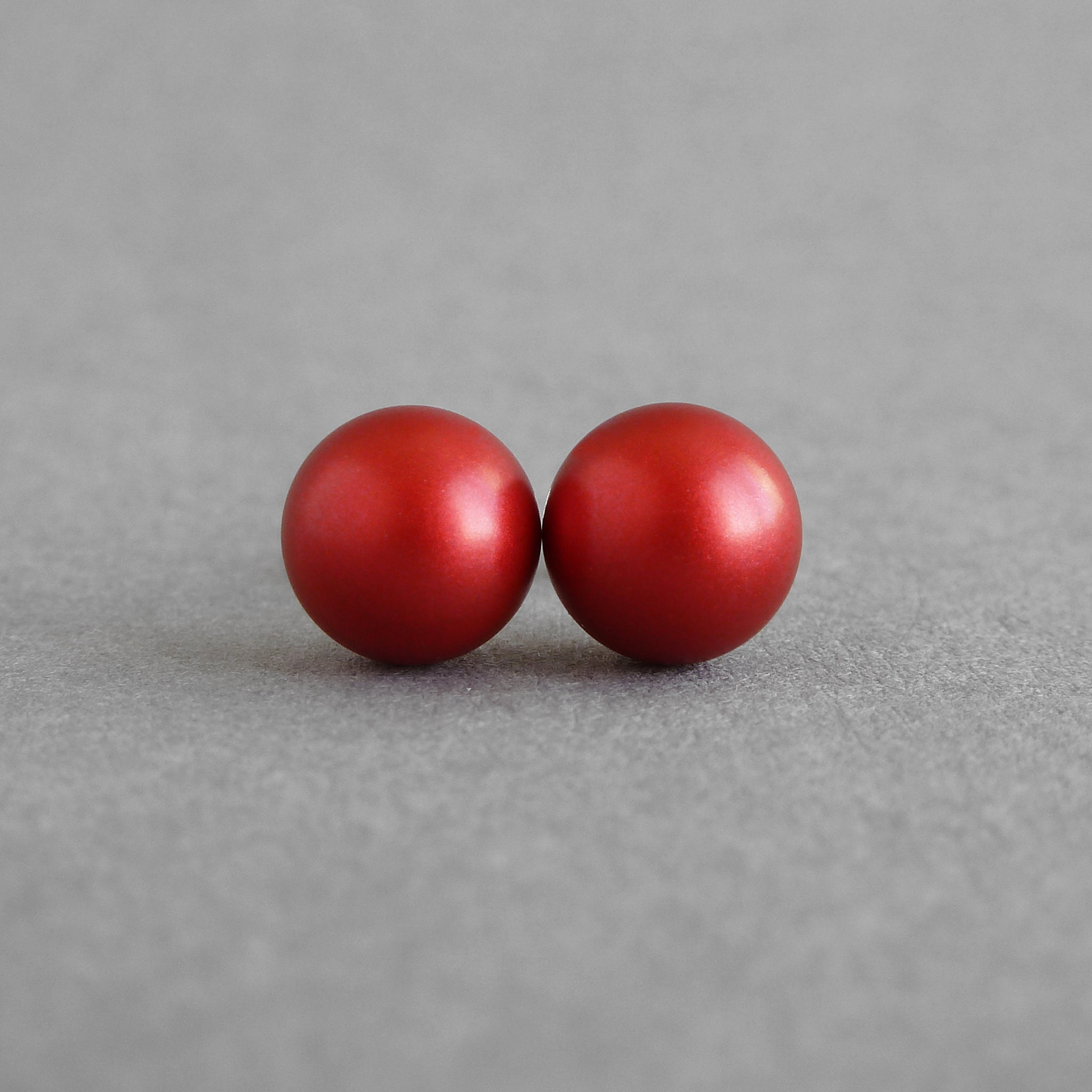 Red pearl shop earrings