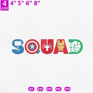 Super Squad Machine Embroidery Design, Super Character Embroidery, Squad Embroidery Design, Family Vacation Design,Instant Download