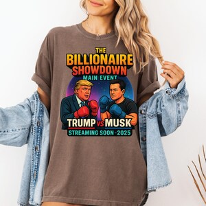 Billionaire Showdown T-shirt - Trump vs Musk Boxing Meme Tee - grappig politiek T-shirt - shirt retro virale popcultuur - trending cadeau-idee