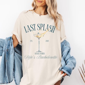 Maglietta Last Splash Bachelorette: maglietta personalizzata per la festa nuziale in spiaggia