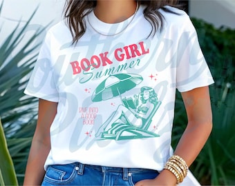 Book Girl Summer PNG | Summer Design for Book Lovers | Summer Reading Graphic | Aesthetic Summer Beach Vibes | Bookish Summer