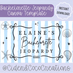 Bachelorette Jeopardy Template, Custom Bachelorette Game, Girls Night Template, Fun Party Game, Last Toast on the Coast