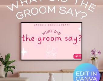 Bachelorette Party Game: What Did the Groom Say - Editable Canva Template (Digital Download)