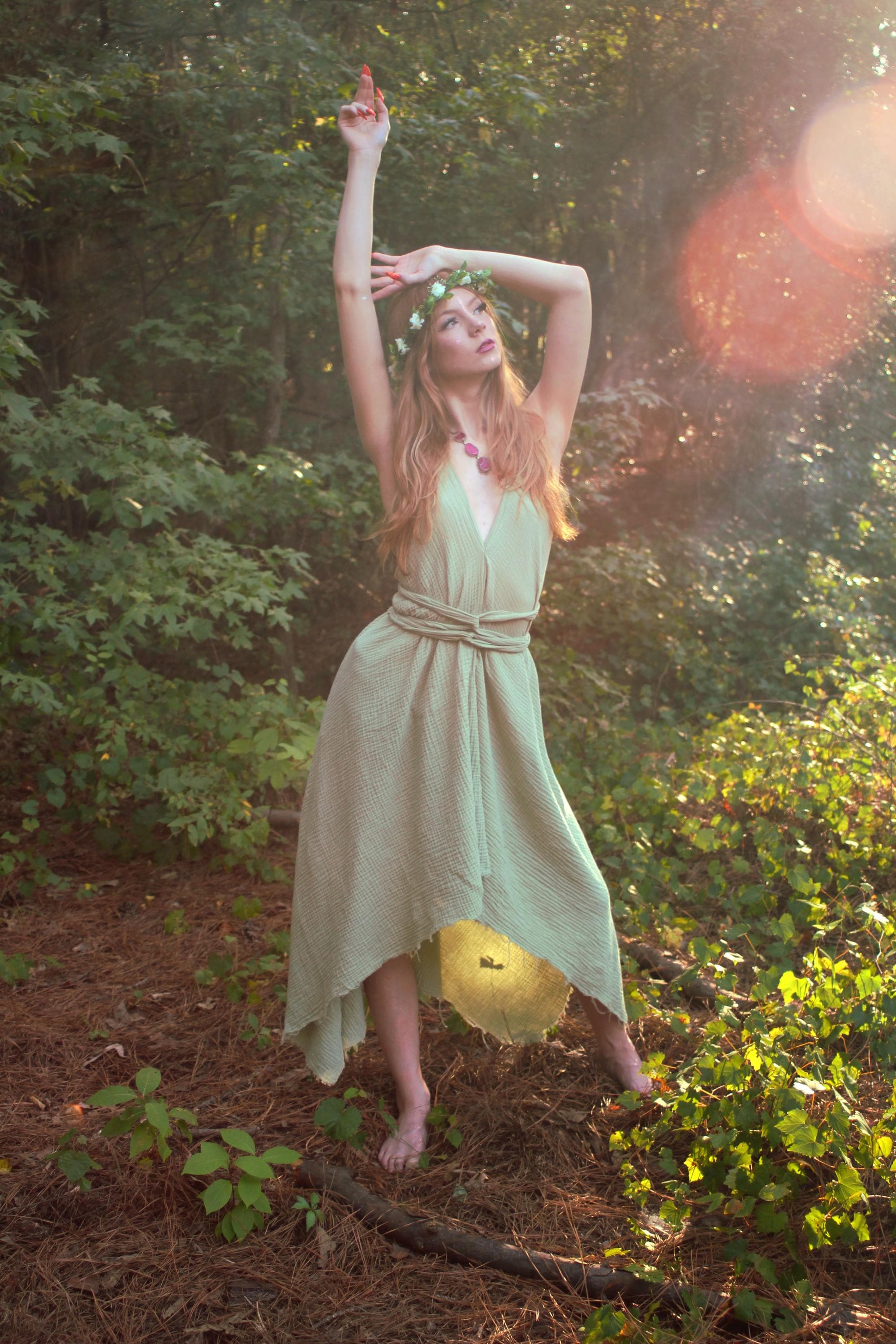kerry layered balloon sleeve dress forest green red Earthy Hippie - Etsy WHIMSICAL WINTER COLLECTION