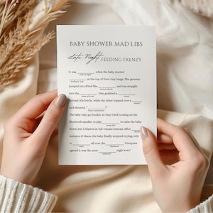 Babyshower Mad Libs, Roligt Babyshower-spel, Minimalistiskt Utskrivbart Könsneutralt Babyshower-spel, Redigerbar Rolig Babyshower-aktivitet bild 3