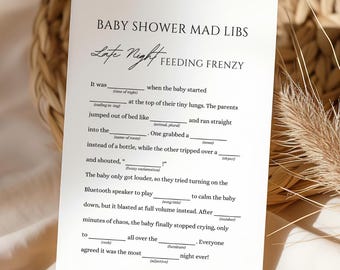 Baby Shower Mad Libs, Funny Baby Shower Game, Minimalist Printable Gender Neutral Baby Shower Game, Editable Funny Baby Shower Activity