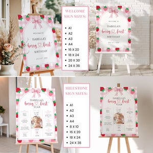 Berry First Birthday Bundle, Strawberry Birthday Bundle, Berry First Birthday Invitation, Berry 1st, Berry First Birthday Decor, Template image 7