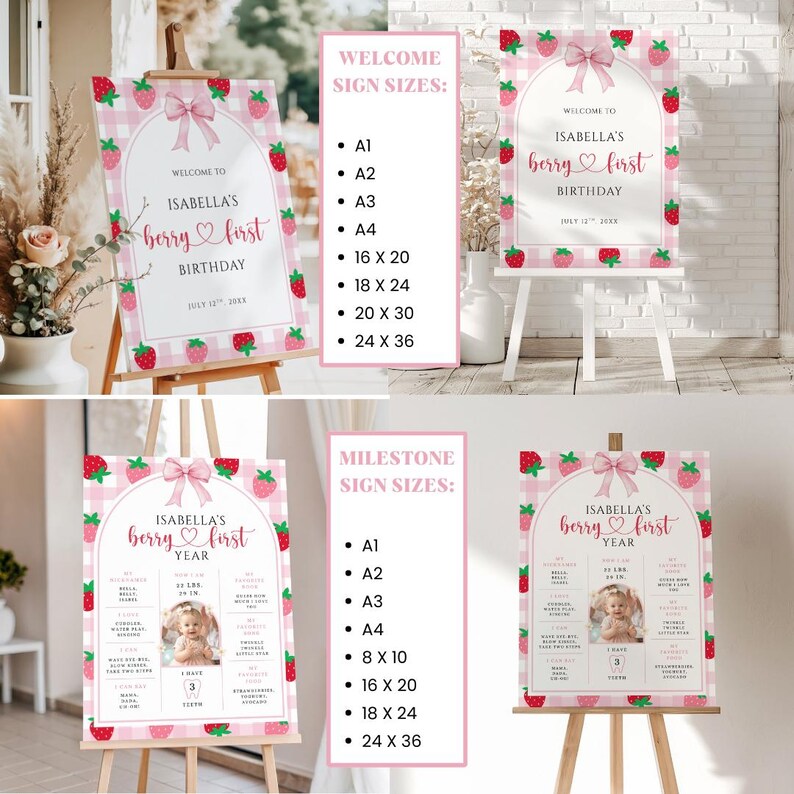 Berry First Birthday Bundle, Strawberry Birthday Bundle, Berry First Birthday Invitation, Berry 1st, Berry First Birthday Decor, Template image 7