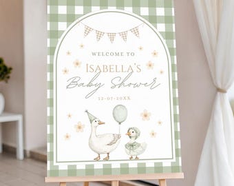 Editable Silly Goose Baby Shower Welcome Sign, Mother Goose Baby Shower Sign Printable, Editable Welcome Sign Template, Gender Neutral Baby