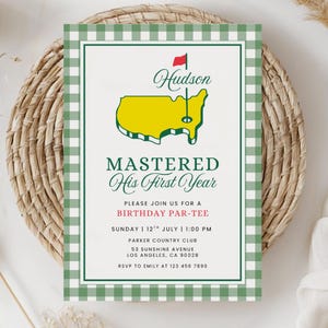 Masters First Birthday Invitation, Golf First Birthday Par-Tee, Mastered His First Year Birthday Invite, Hole in One, Spring, Augusta