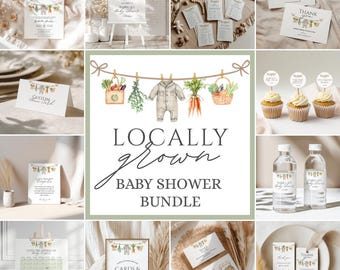 Locally Grown Baby Shower Bundle, Farmers Market Baby Shower Bundle, Locally Grown Baby Shower Games, Locally Grown Baby Shower Invitation