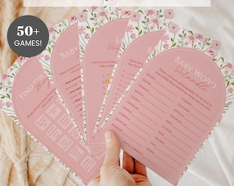 Baby in Bloom Baby Shower Games Bundle, Editable Baby Shower Games Bundle, Wildflower Baby Shower Games, Floral Baby Shower Games