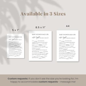 Babyshower Mad Libs, Roligt Babyshower-spel, Minimalistiskt Utskrivbart Könsneutralt Babyshower-spel, Redigerbar Rolig Babyshower-aktivitet bild 8