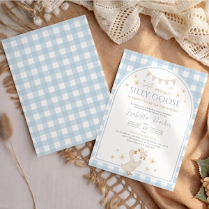 Editable Silly Goose Baby Shower Invitation, Mother Goose and Gosling Baby Shower Invite, Gender Neutral Baby Shower Invite, Baby Boy