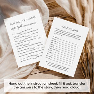 Babyshower Mad Libs, Roligt Babyshower-spel, Minimalistiskt Utskrivbart Könsneutralt Babyshower-spel, Redigerbar Rolig Babyshower-aktivitet bild 7