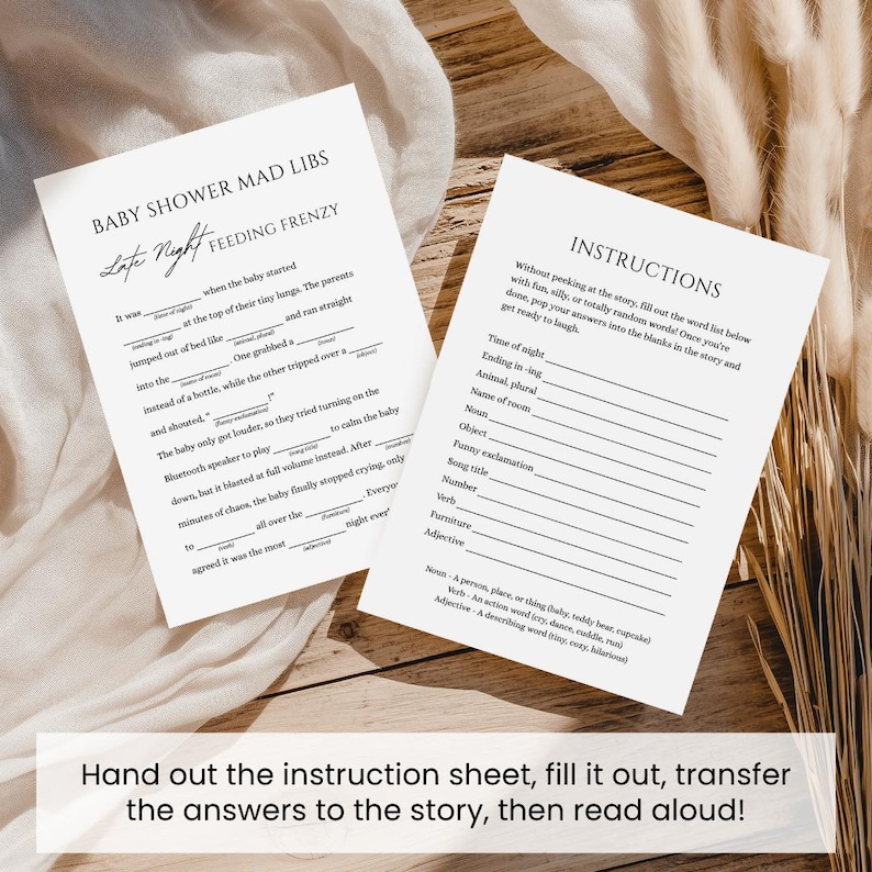 Babyshower Mad Libs, Roligt Babyshower-spel, Minimalistiskt Utskrivbart Könsneutralt Babyshower-spel, Redigerbar Rolig Babyshower-aktivitet bild 7