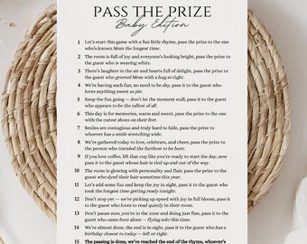 Pass the Prize Baby Shower Game, Printable Baby Shower Games, Pass the Gift Poem, Baby Sprinkle Activity, Rhyme Game