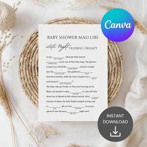 Babyshower Mad Libs, Roligt Babyshower-spel, Minimalistiskt Utskrivbart Könsneutralt Babyshower-spel, Redigerbar Rolig Babyshower-aktivitet bild 2