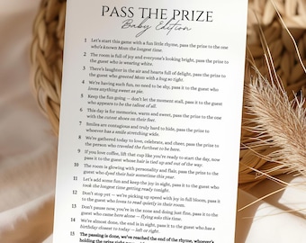 Pass the Prize Baby Shower Game, Printable Baby Shower Games, Pass the Gift Poem, Baby Sprinkle Activity, Rhyme Game, Digital Download