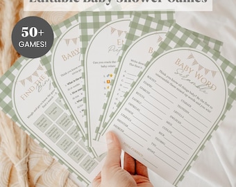 Silly Goose Baby Shower Games Bundle, Gender Neutral Gingham Mother Goose Bundle, Silly Goose Baby Shower Activities, Baby Party Games