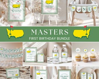 Masters First Birthday Bundle, Golf Mastered 1st Year Birthday Invitation Bundle, Let's Par-Tee Birthday Decor