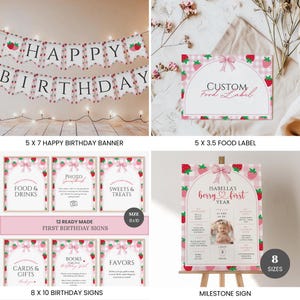 Berry First Birthday Bundle, Strawberry Birthday Bundle, Berry First Birthday Invitation, Berry 1st, Berry First Birthday Decor, Template image 4