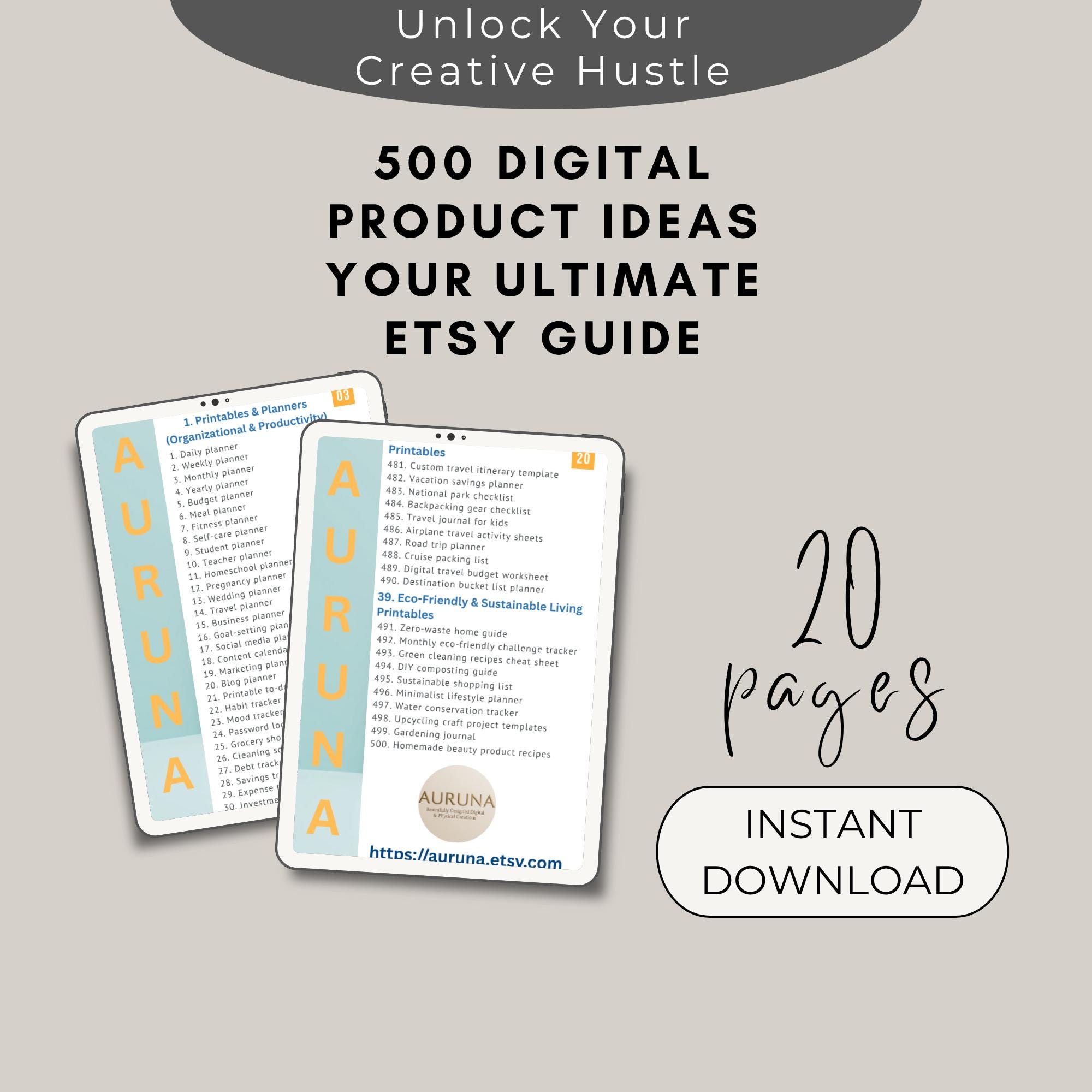 500 Digital Product Ideas to Sell on Etsy – 20-page Printable PDF ...