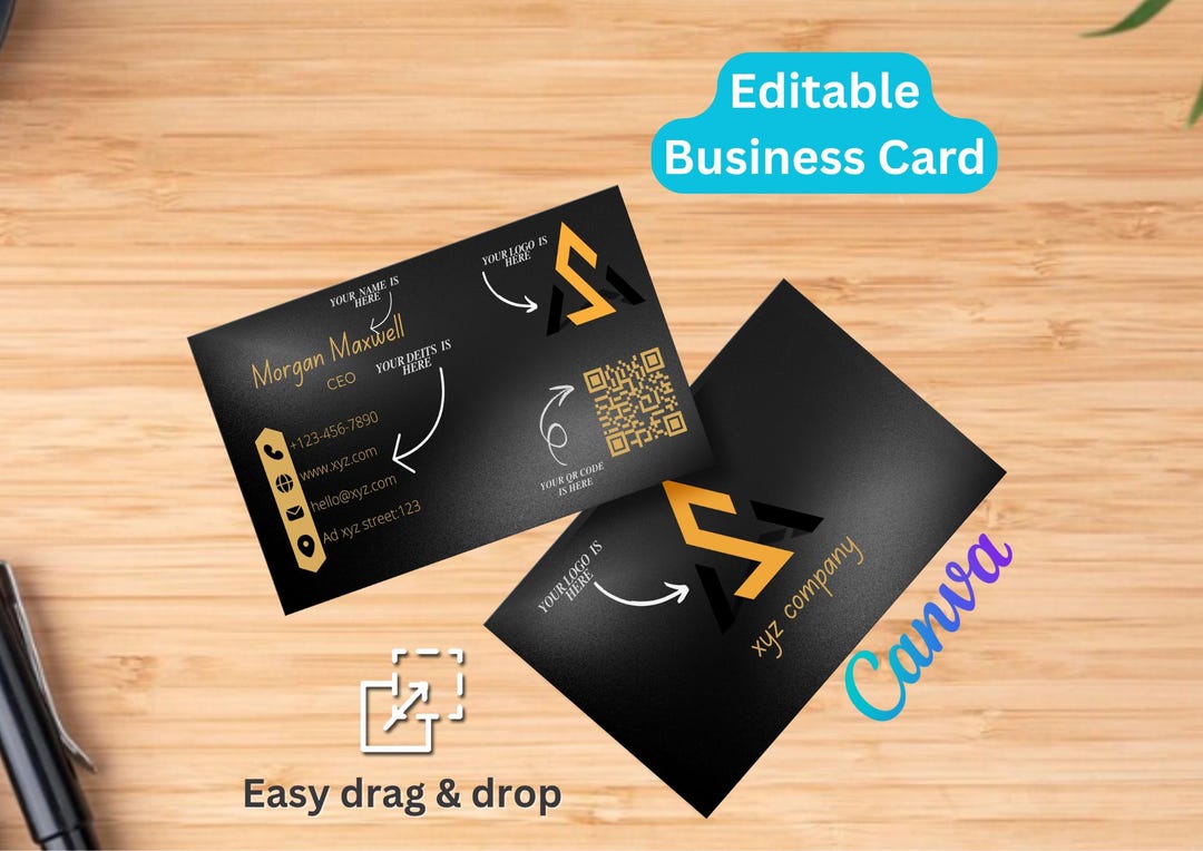Modern QR Code Business Card | Editable Canva Template|minimalist ...