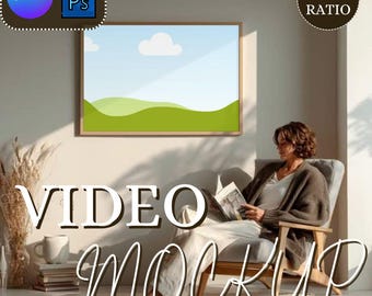 Horizontal Wall Art Video Mockup: Canva & PSD Smart Frame