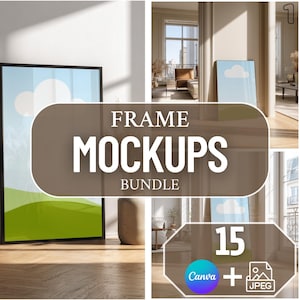 Vertical Frame Mockup Bundle: Modern Wall Art Display (JPEG & Canva Frames)