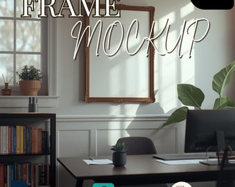 Wood Frame Mockup PSD – Vertical Wall Poster Mockup in Office Scene | Smart Object + JPEG