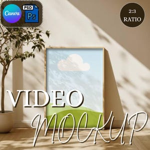 Frame Mockup Video – Vertical Poster Mockup for Canva & Photoshop, Drag and Drop Smart Frame, PSD File