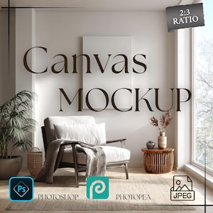 Canvas Mockup - Framed Wall Art Mockup - Photoshop PSD Smart Object - Floating Frame Template for Artists