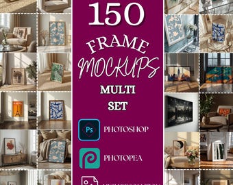 Frame Mockup MEGA Bundle – 150 PSD Smart Objects + 150 JPEG, Wall Art Mockups for Nursery, Kitchen, Living Room & More for Prints Sellers