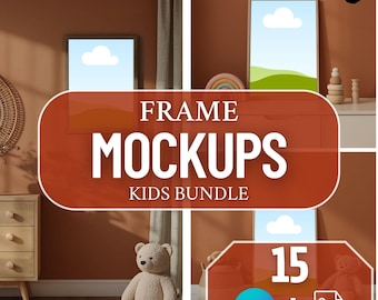 Mockup-bundel kinderkamerlijst: jpeg-bestanden kinderkamer + canvaslijsten