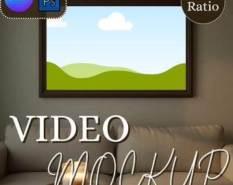 Video Frame Mockup Candle Living Room – Cozy 3:2 Horizontal Wall Art Frame Mockup with Canva Smart Frame + PSD Smart Object for Print Seller