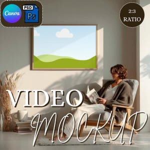 Horizontal Wall Art Video Mockup: Canva & PSD Smart Frame